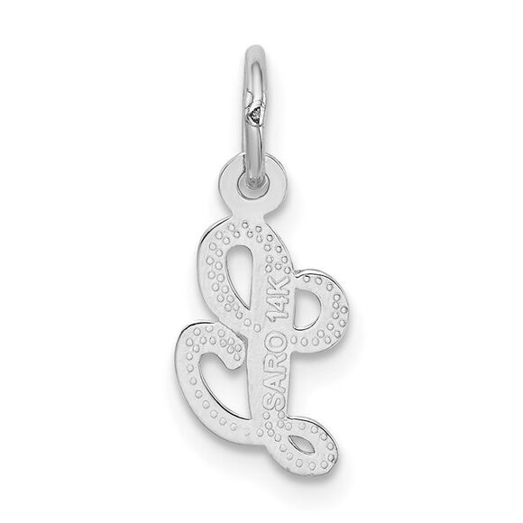 Kazi Luxury 14k White Gold White Gold Casted Script Letter L Initial Charm